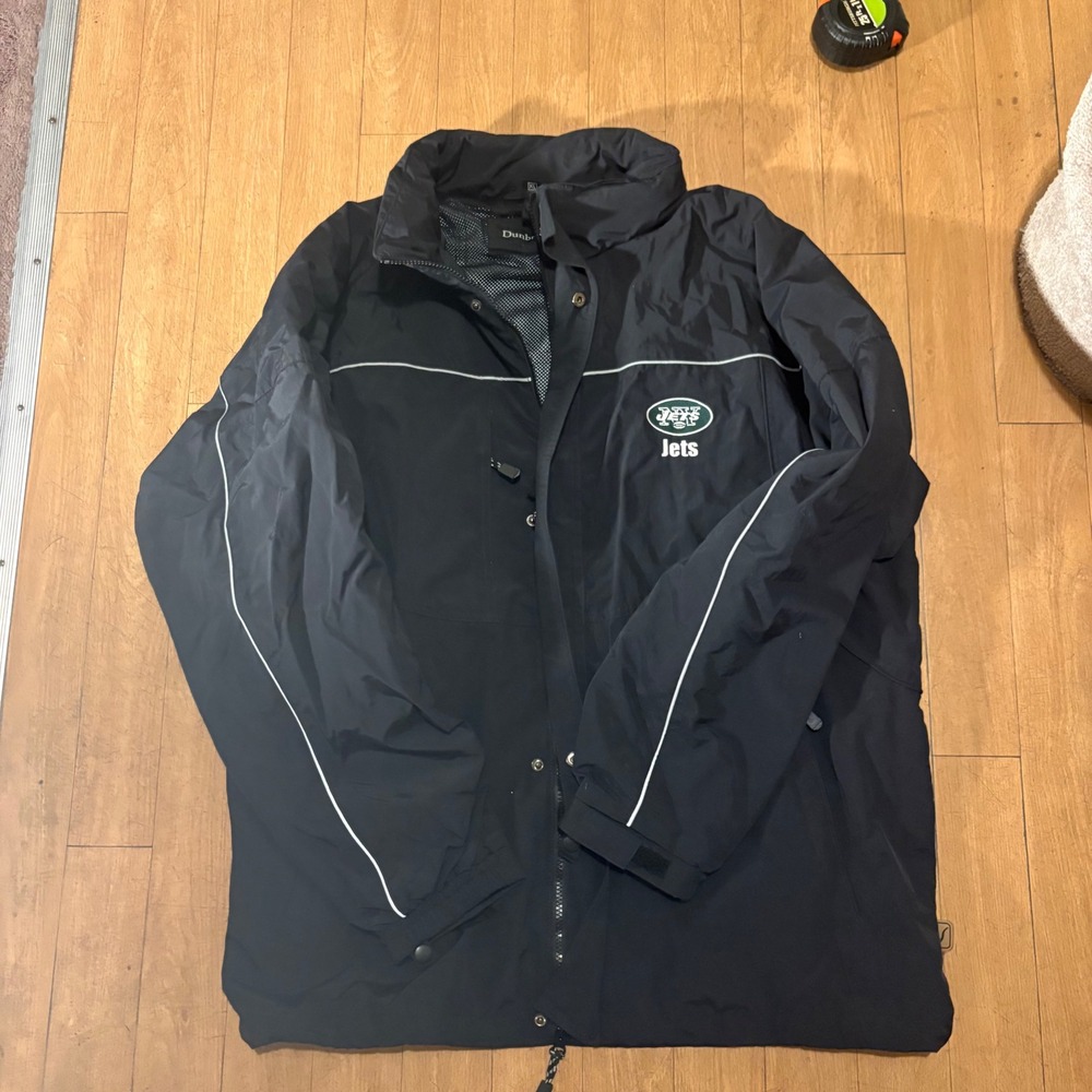 Dunbrooke New York Jets Mens XL Windbreaker Jacket Black Full Zip NFL Football